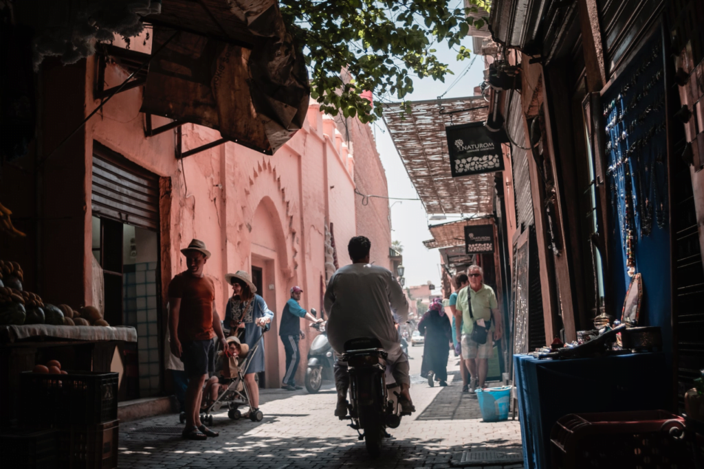 Busy alley in the Marrakech medina