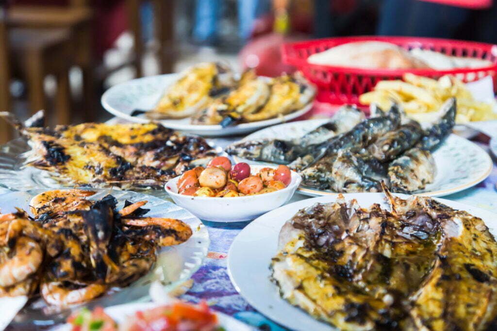 Table of Moroccan dishes ready to share