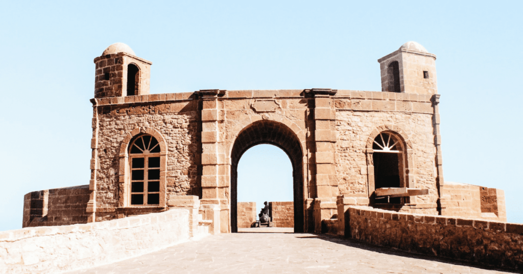 Old stone gate by the sea in Morocco