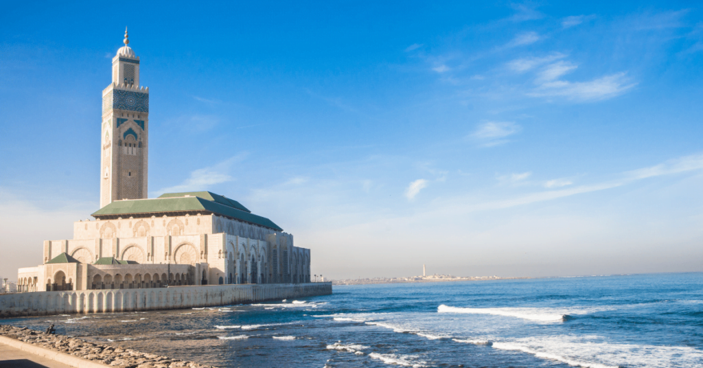 Hassan II Mosque on the Atlantic shore in Casablanca