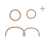 Icon of two person silhouettes with a plus sign, representing Add user or add contact.