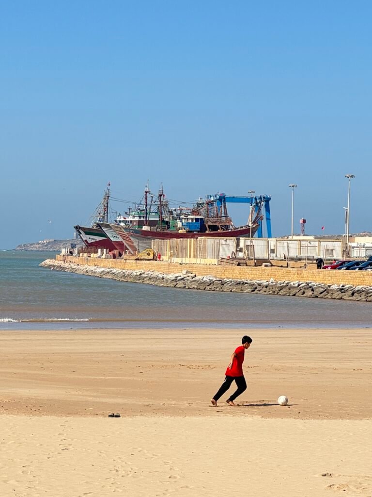 Fishing boats and shipyard at the port of Essaouira