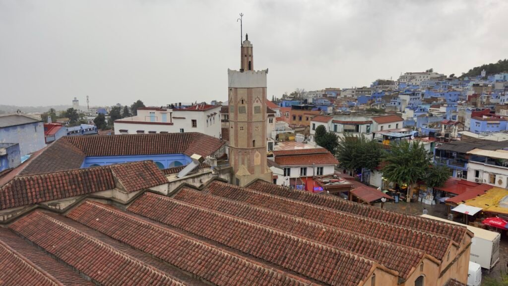Blue rooftops and minaret of Chefchaouen