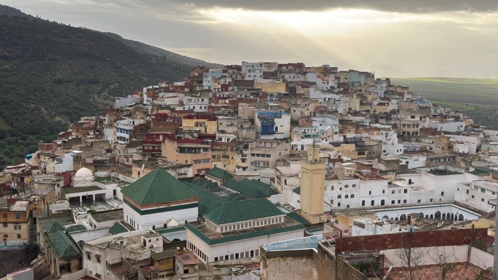 Green-roofed town of Moulay Idriss Zerhoun on the hillside